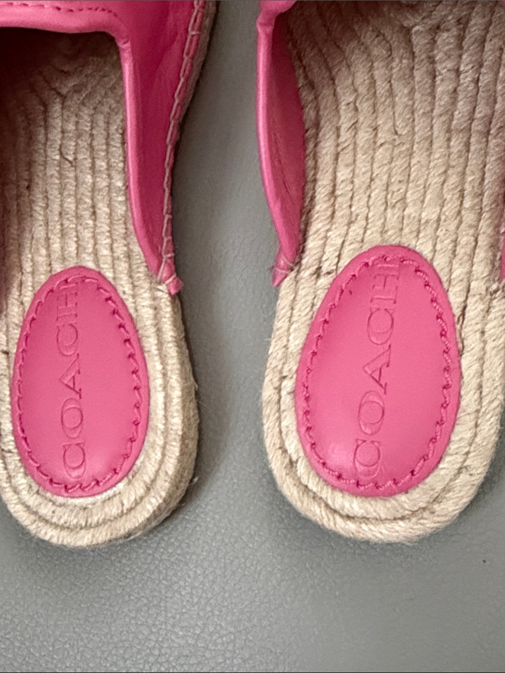 Coach Pink Leather Slip-On Espadrille Mules with Tassel Bow - Picture 4 of 7